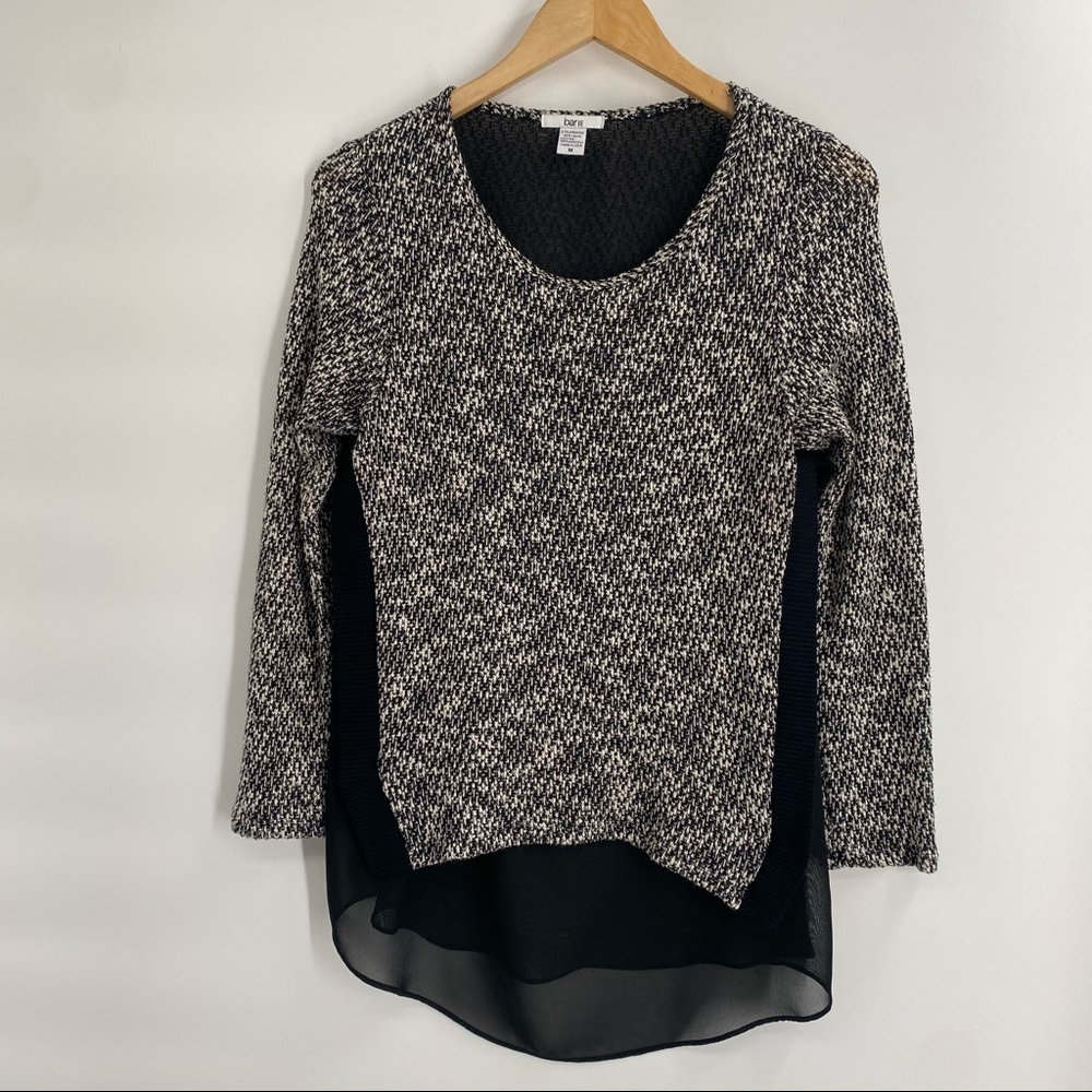 Bar Ill Marled Knit Top Over Sheer Lining Medium